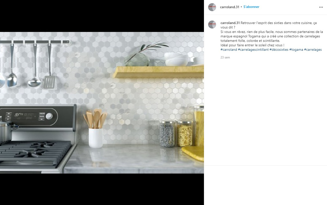 instagram-rédaction-post-décoration-cuisine-carrelage-mural-carroland-quint-fonsegrives