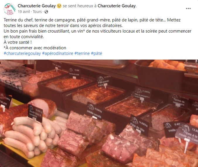 facebook-rédaction-publication-saucisson-pâtés-salades-viandes-charcuterie-goulay-tours