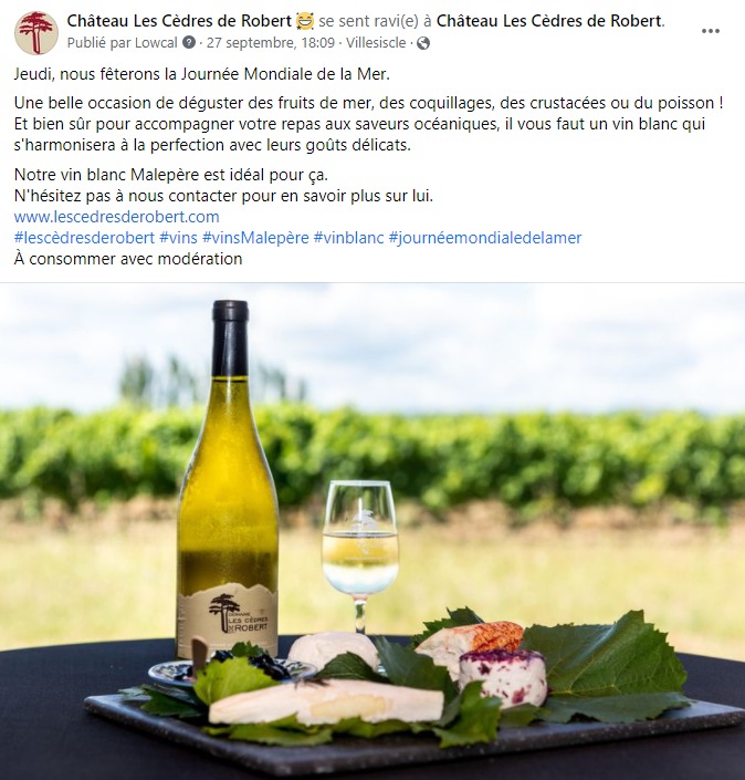 facebook-rédaction-post- dégustation-vin-blanc-château-les-cèdres-de-robert-villesiscle