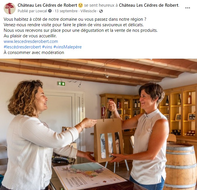 facebook-rédaction-publication-vente-domaine-viticole-vins-château-les-cèdres-de-robert-villesiscle