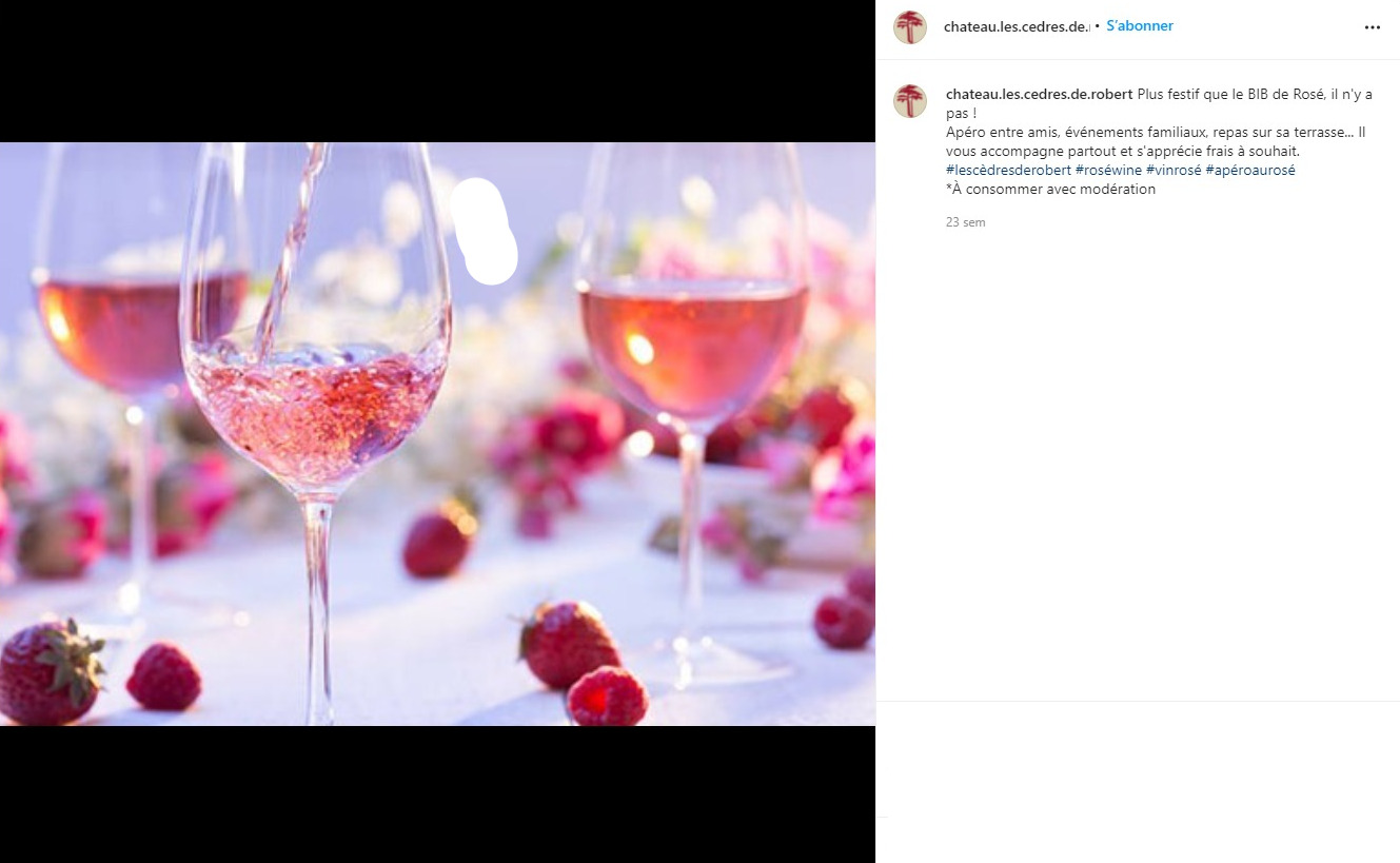 instagram-rédaction-programmation-publication-rosé-apéritif-domaine-viticole-château-les-cèdres-de-robert-villesiscle