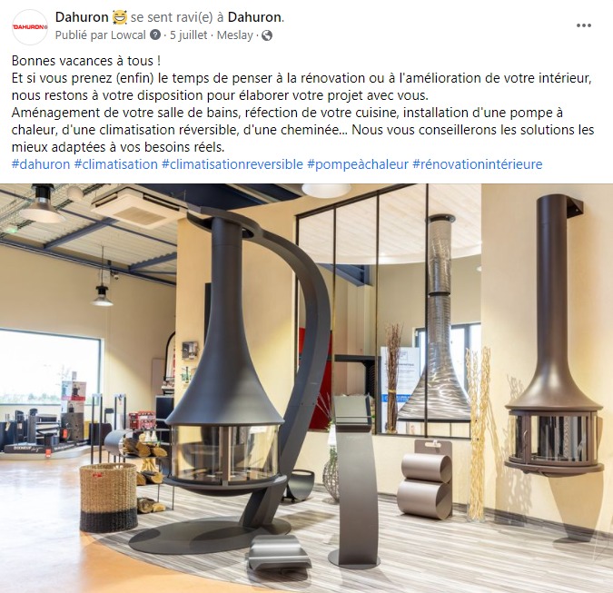 facebook-rédaction-publication-chauffage-poêles-cheminées-showroom-dahuron-saint-ouen