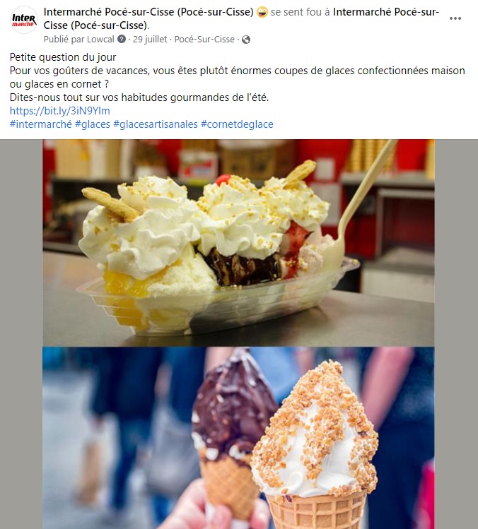 facebook-rédaction-publication-glaces-sorbets-supermarché-intermarché-pocé-sur-cisse