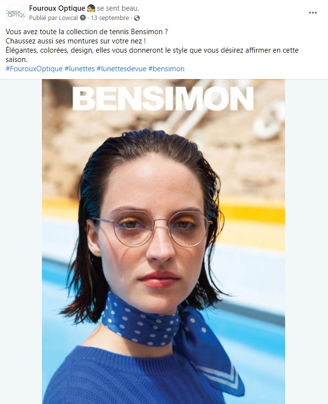 facebook-rédaction-post-lunettes-de-vue-femmes-bensimon-opticien-fouroux-optique-montauban-concepteur-rédacteur-lyon