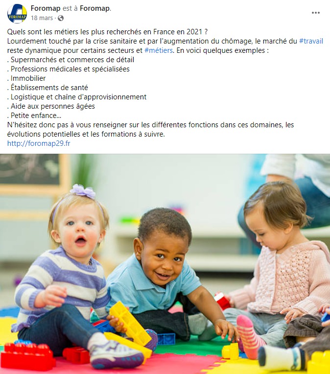 facebook-rédaction-post-métiers-formations-petite-enfance-puériculture-salon-foromap-brest