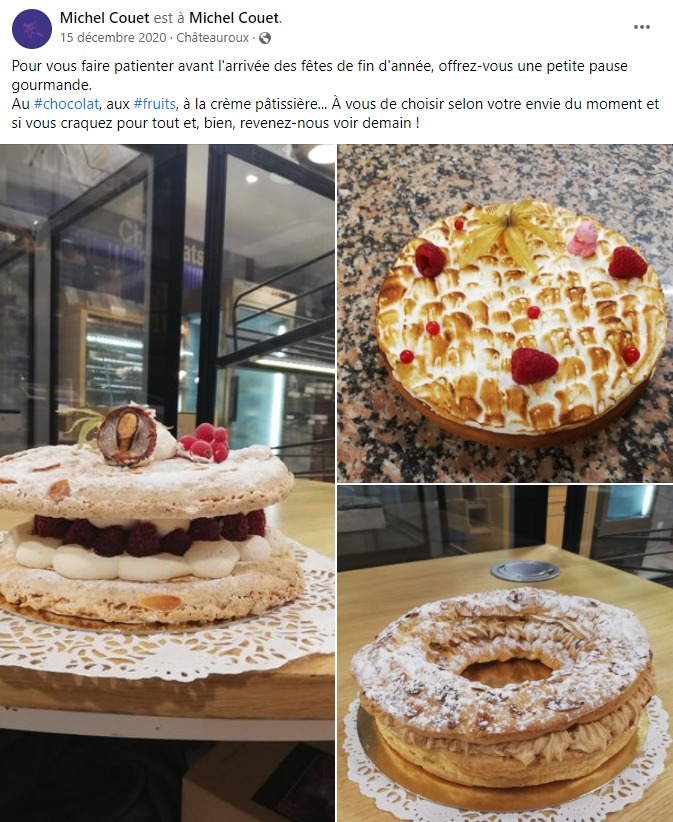 facebook-rédaction-programmation-publication-gâteaux-desserts-framboisiers-paris-brest-boulangerie-pâtisserie-michel-couet-châteauroux